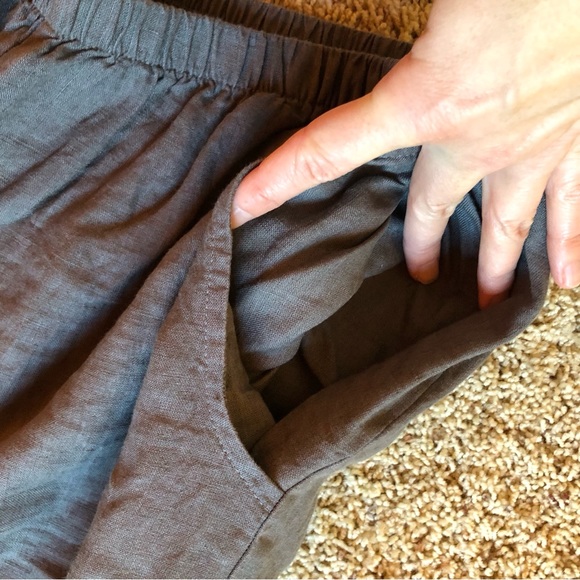 FLAX 100% Linen Pants Lagenlook Earth Tone Gray Grey Casual  Plus Size 1X - Picture 9 of 12